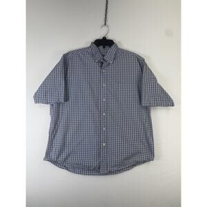 Pro Tour Shirt Mens XL Blue Check Short Sleeve Button Down Cotton Casual Pocket